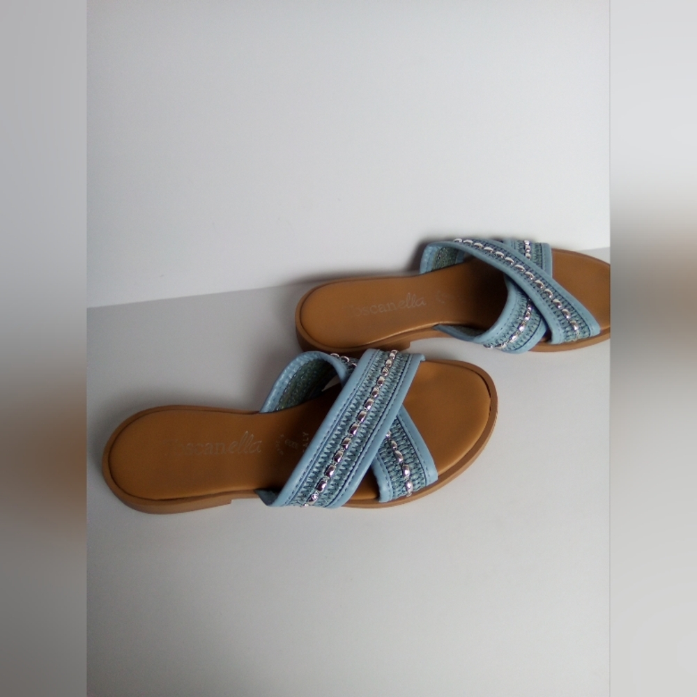TOSCANELLA Blue Woven Sandals MADE IN ITALY SIZE 6.5 - Picture 5 of 9